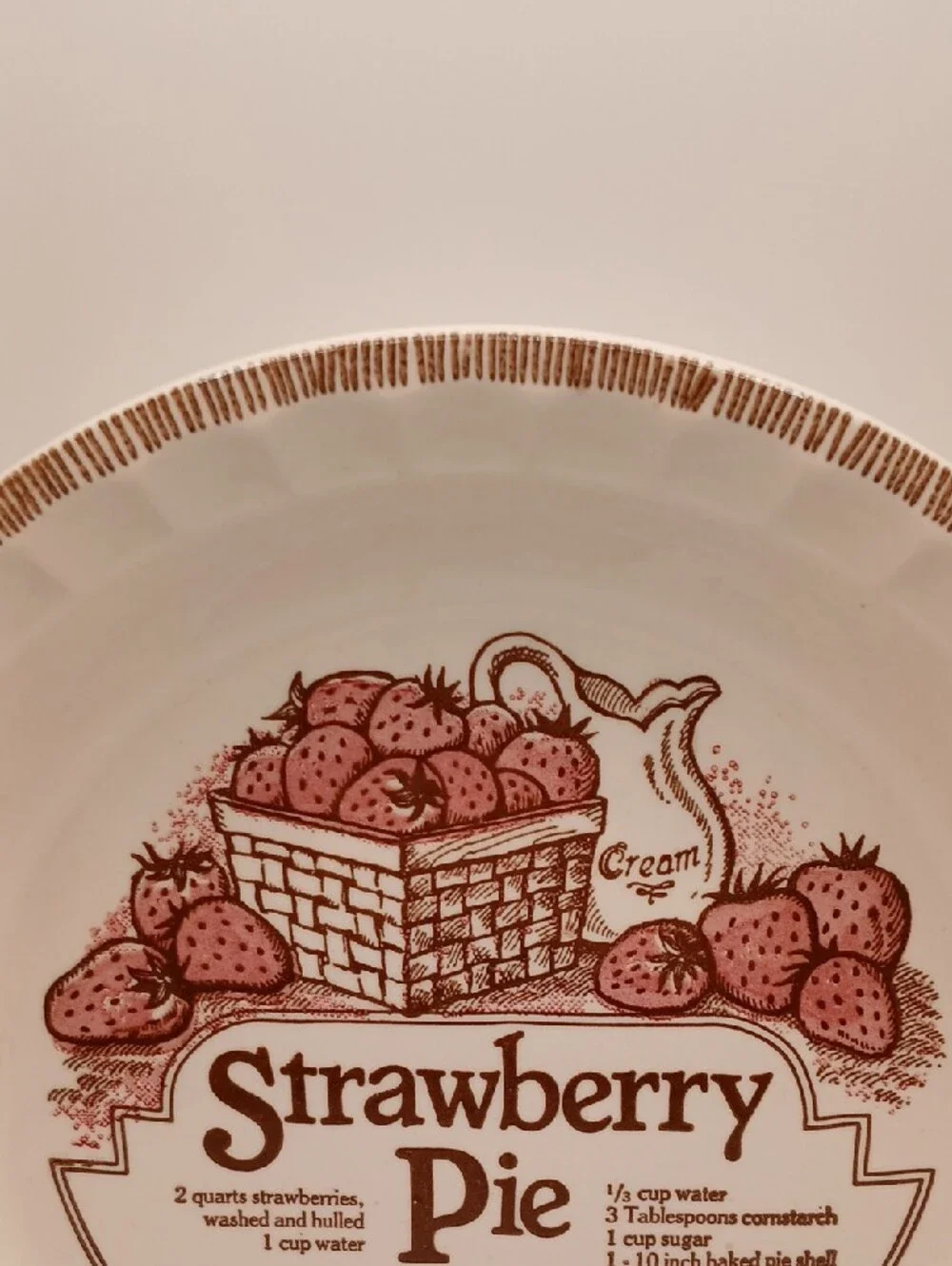 Vintage Strawberry Pie Plate w/Recipe Royal China Jeannette USA